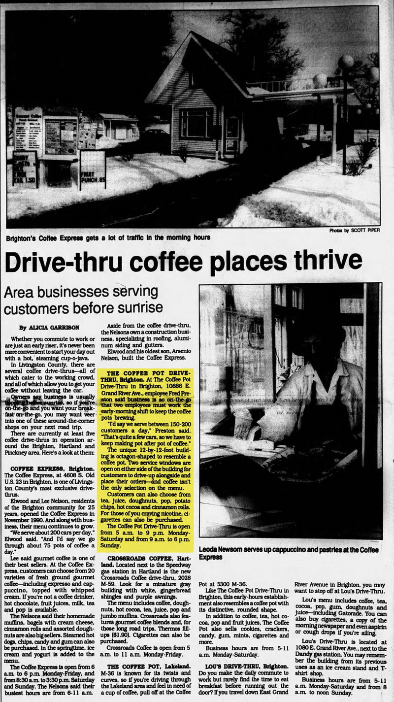 Rise and Grind (Coffee Pot, Bear Claw Coffee) - Mar 10 1993 Article On Coffee Pot